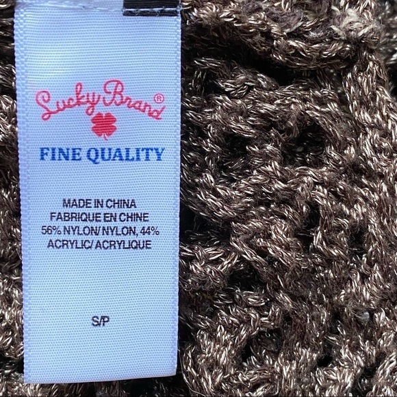 LUCKY Brand Macey Metallic Spiced Nutmeg Fisherman’s Open Weave Sweater Small - Picture 8 of 11